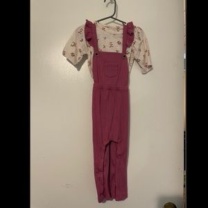 Floral shirt with overalls